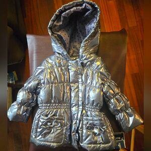 New Silver Metallic Puffer Jacket